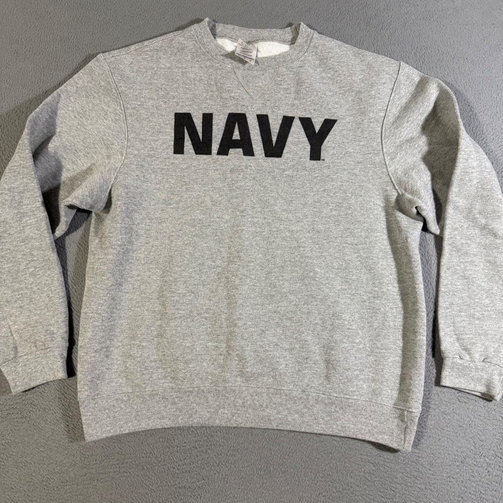 Vintage Soffe NAVY Sweatshirt Mens Crew Neck Gray Pullover Casual‎ Activewear